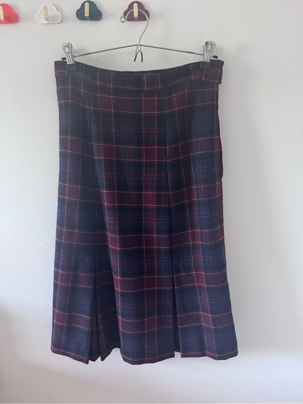 Pendleton Plaid A-Line Skirt - Burgundy & Navy